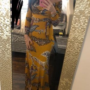 Paisley floral off the shoulder maxi dress